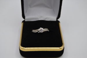  14kt white gold engagement ring has over 3/4 ct total diamonds  SAVE BIG 